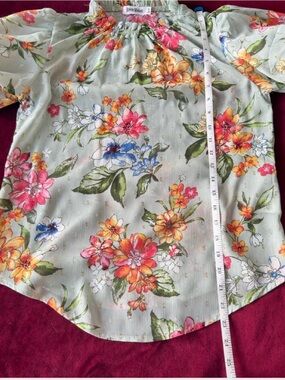 Room Mates Floral Pastel Mint Blouse with Multicolor Blooms size S